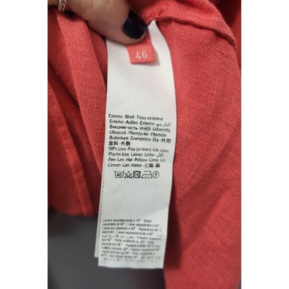 120% LINO Coral Linen Button Front Shirt Dress - Picture 11 of 12